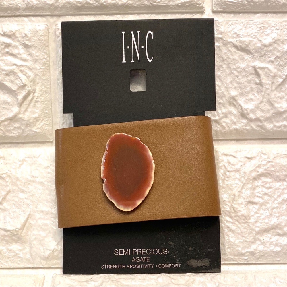 Faux Leather Cuff and Agate Bracelet by I.… - Picture 4 of 10